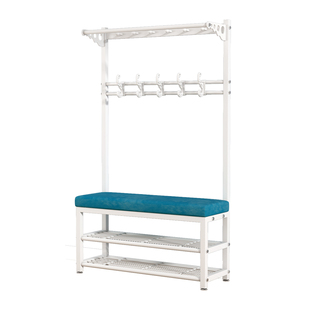 换鞋凳挂衣架一体家用玄关落地衣帽架子室内简易鞋架门厅入户鞋柜