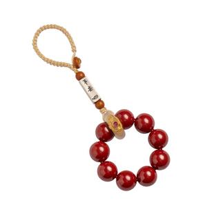 特惠！正品朱砂手捻和田玉指环车钥匙扣挂件本命年马礼物百搭新款