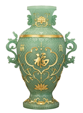 金玉满堂花瓶摆件一对玉石客厅