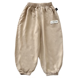 儿童棉绸防蚊裤夏季薄款女童冰丝灯笼裤男孩子夏款裤子宝宝长裤