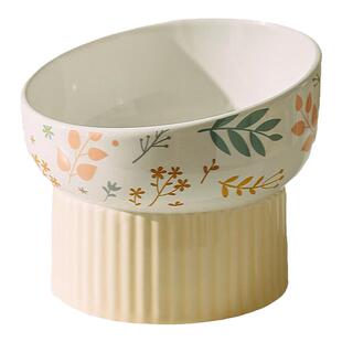 猫碗陶瓷高脚喝水碗猫咪吃饭猫食盆保护颈椎猫盆宠物大口径猫粮碗