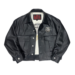 FACEONLAB今日青年一墙之隔骑警勋章皮夹克
