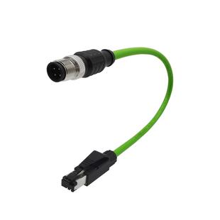 m12连接网线公母头航空插头A编码D连接器M8电源线M12转RJ45网线