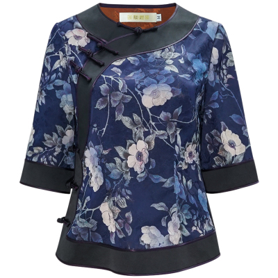 花罗日常唐装上衣全开襟舒适透气