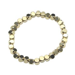 纯黄铜手链男神奈川金色复古显白百搭纯铜方珠精致轻奢日式手串