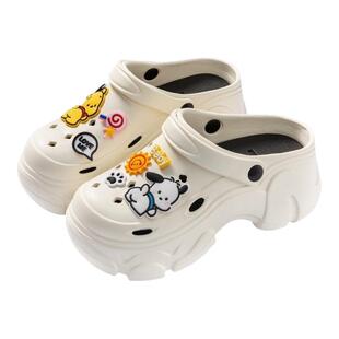 5.0增高洞洞鞋PVC女夏季2024新款可爱松糕厚底踩屎感防滑包头拖鞋