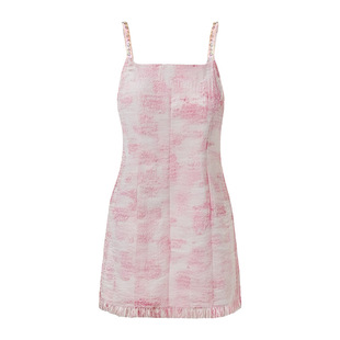 王心凌演唱会同款粉色背心连衣裙女新款设计感小众收腰显瘦短裙子