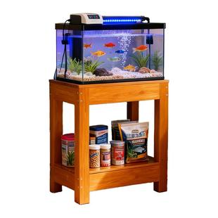 客厅实木鱼缸架带轮可移动盆景承重花架多层家用防腐木置物架阳台