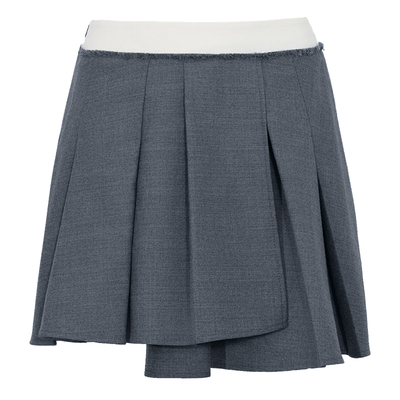 BLANCORE拼色不规则羊毛灰色半裙