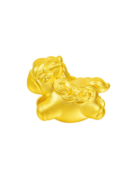 老克勒黄金3D硬金福禄铜钱元宝木马转运珠足金999手串手绳送礼女