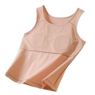 夏季带胸垫背心防凸点精梳棉女文胸一体薄款中老年女妈妈百搭内衣