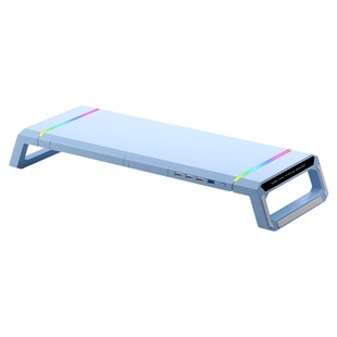 酷睿冰尊电脑显示器增高架工位置物架底座带收纳抽屉USB扩展坞RGB灯多功能电竞桌面可折叠台式屏幕笔记本支架