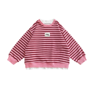 女童卫衣2026春装新款春秋洋气宝宝韩系衣服春款儿童假两件打底衫