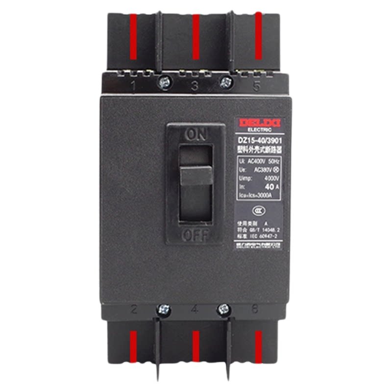 德力西塑壳断路器空开 DZ15-100/3901 100A三相空气开关 63A 40A