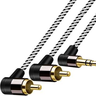 音频线一分二3.5mm转双莲花弯头rca连接线笔记本电脑音箱音响1分2