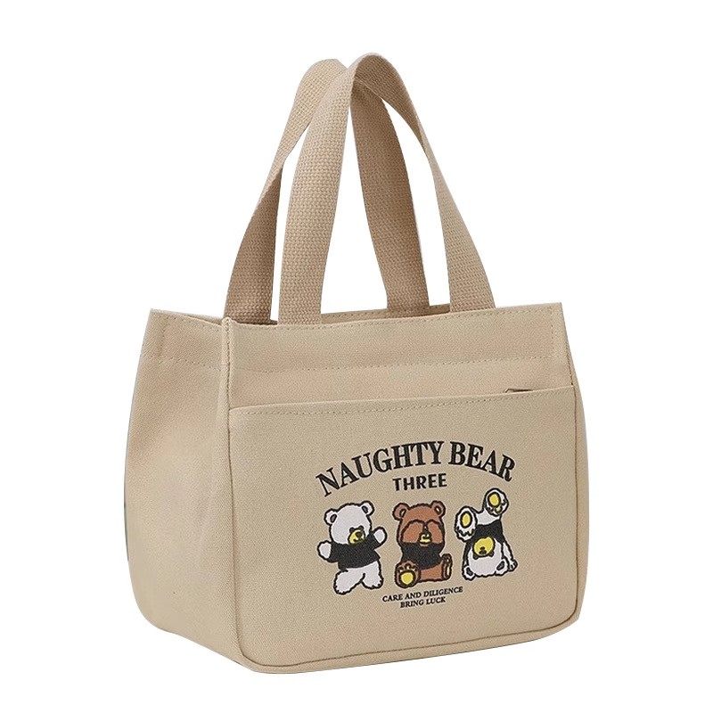 高颜值帆布手提包饭盒袋