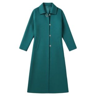 POLO领羊毛大衣新款时尚简约保暖长款外套2025年秋冬气质毛呢外套