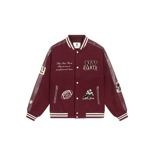 NFL美橄超级碗NY巨人队夹克棉服 美式运动训练刺绣夹棉棒球服外套