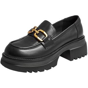 Tata他她高跟乐福鞋女厚底小皮鞋英伦风单鞋秋季商场奥莱GOK02AA4