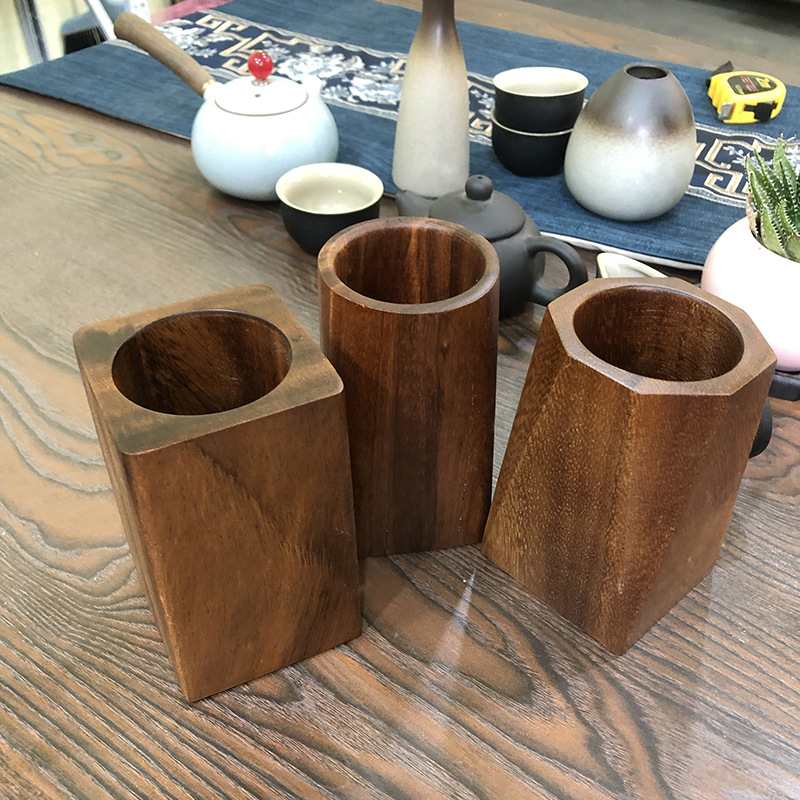 胡桃木创意笔筒整木笔架收纳盒办公室礼品实木多功能学生桌面文具