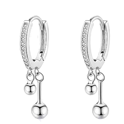 s925银针双球耳环小众设计感