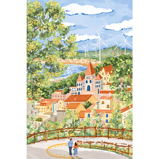 猫的天空之城拼图1000片成人去散步吧风景益智解压高难度拼图玩具