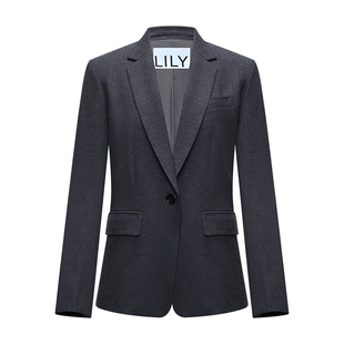李沁代言LILY2026冬新款复古正肩收腰轻商务纯色西装外套女西服