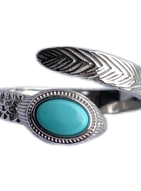 本命年纯银蛇形戒指情侣对戒松石