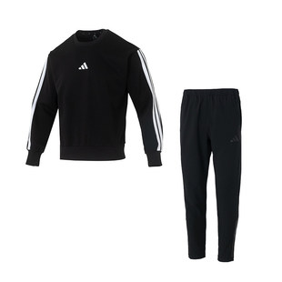 Adidas阿迪达斯套装男春新款男士运动服卫衣保暖套头衫长裤两件套