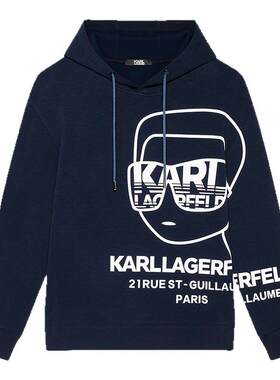 KARL LAGERFELD时尚潮流【内里加绒】时尚男士连帽卫衣老佛爷男装