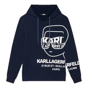 KARL LAGERFELD时尚潮流【加绒锁温】印花男士连帽卫衣老佛爷男装