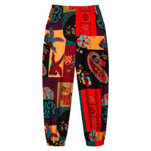 春夏中老年棉绸女裤大码宽松阔腿灯笼裤休闲民族风广场舞蹈女长裤