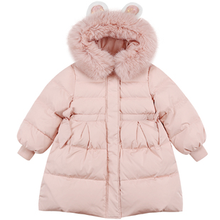 女童羽绒服中长款冬季2025新款中大儿童洋气加厚保暖甜美公主外套