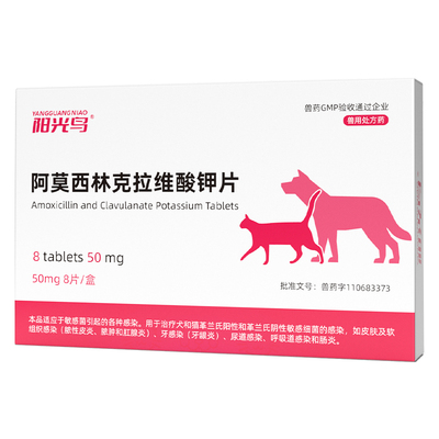 阿莫西林克拉维酸钾宠物猫咪狗狗打喷嚏感冒咳嗽猫鼻支速消炎药诺