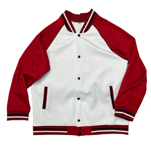 学生校服红色长袖拼接白色拉锁外套中小学生舒适运动休闲校服上衣