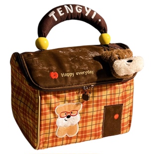 可爱小房子化妆包女大容量立体式化妆品包便携洗漱品分区收纳袋