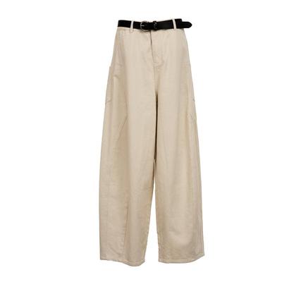 范可儿工装风高腰弯刀阔腿裤