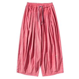 男士国风刺绣休闲裤男款春季灯芯绒裤子大码男裤灯笼裤2026年新款