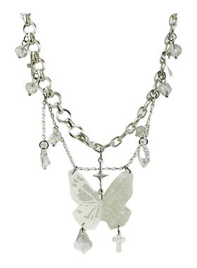 蝴蝶多层短款流苏颈链