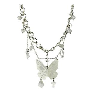 蝴蝶多层流苏小众项链亚文化项圈高级感颈链甜酷辣妹百搭锁骨链