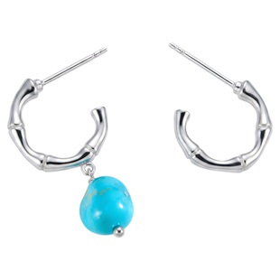 【明星同款】MEIDEHEN美得很藏地特辑925银骨异型绿松石耳钉耳夹