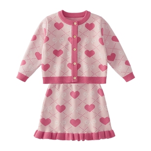 [小香风]女童红色套装过年针织套裙中大童时髦洋气女宝宝新款童装