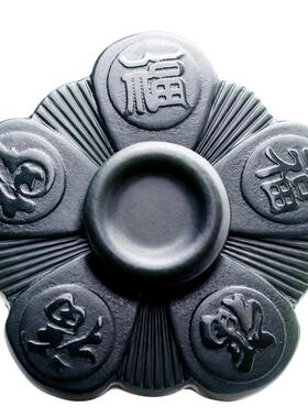 四通新疆和田玉手把玩件五福临门莲花玉石天然青玉指尖陀螺可旋转