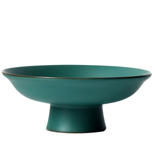 尚岩中式高脚盘陶瓷茶点盘点心盘创意干果盘零食碟茶道配件糕点碟