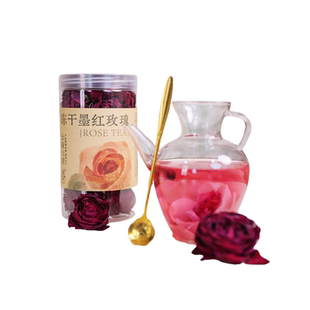 云南冻干墨红玫瑰花茶瓶装整朵花冠40g可食用伴手礼品泡茶