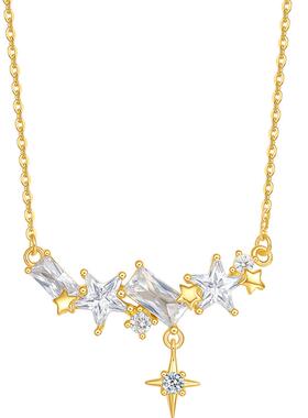 周六福S925银星钻项链女