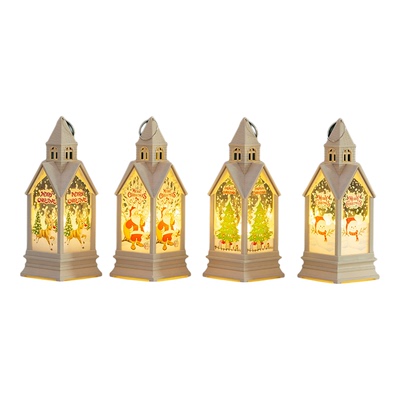 圣诞复古城堡手提小夜灯桌面摆件