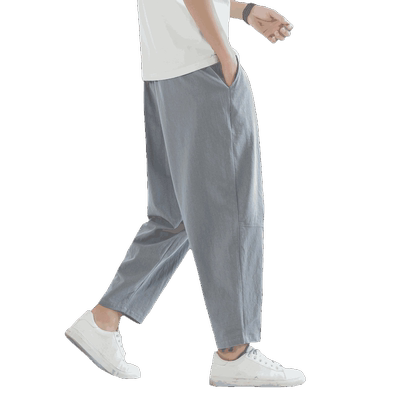 亚麻九分裤男2024夏季直筒休闲