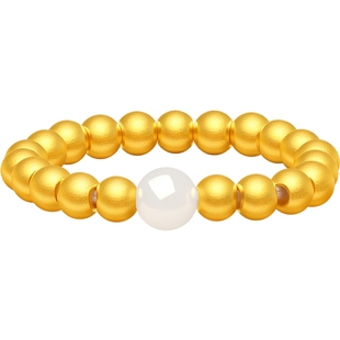 潮宏基弘黄金戒指足金指环5D硬金玛瑙和田玉女戒新中式礼物