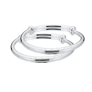 顺庆银楼S9999纯银祥云彩丝宝宝镯足银小孩婴儿银饰周岁礼物纪念